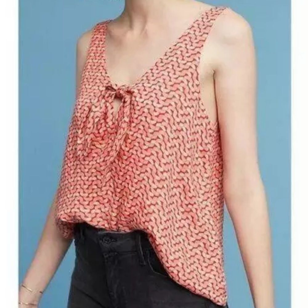 Anthropologie Maeve Bust Tie Coral Print Tank Top